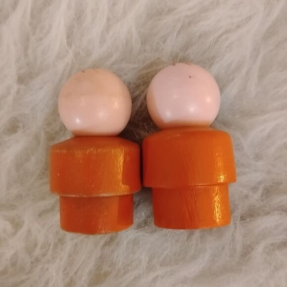 Lot Of 2 Vintage Fisher-Price Little People 1970s Orange Boy - Picture 3 of 4